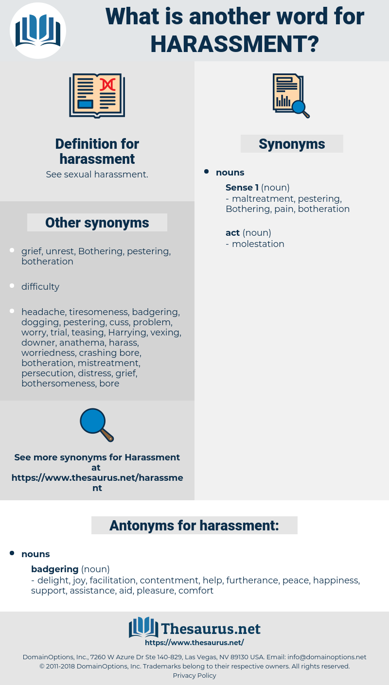 harassment, synonym harassment, another word for harassment, words like harassment, thesaurus harassment