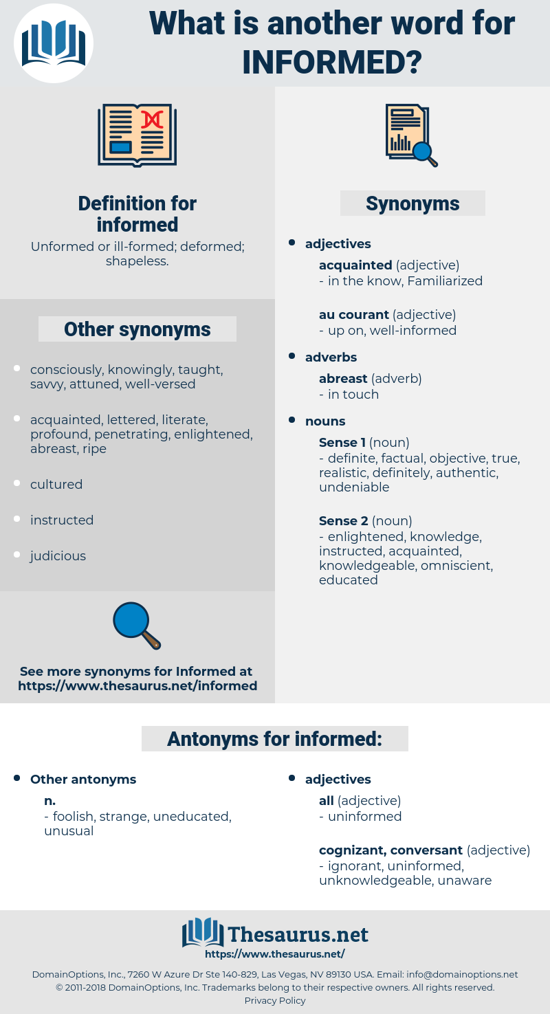 informed, synonym informed, another word for informed, words like informed, thesaurus informed