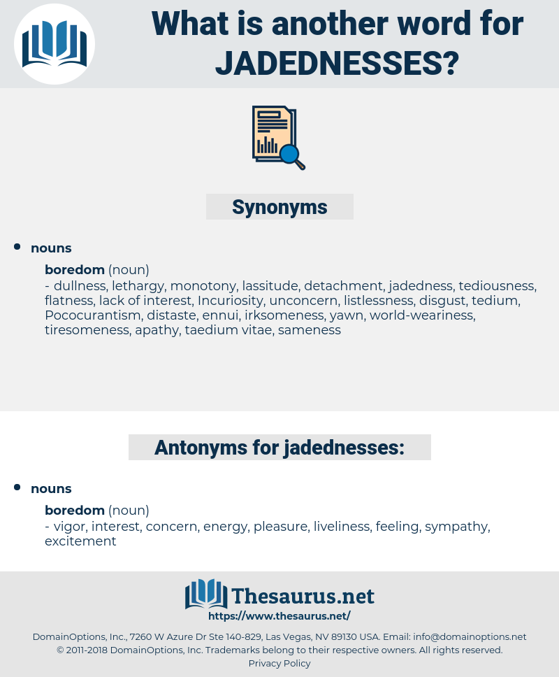 jadednesses, synonym jadednesses, another word for jadednesses, words like jadednesses, thesaurus jadednesses