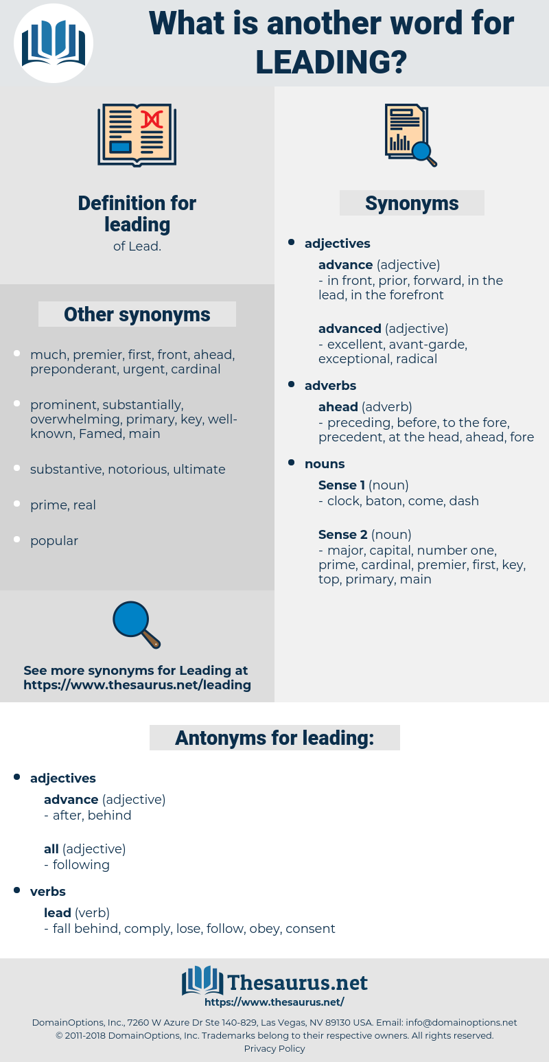 leading, synonym leading, another word for leading, words like leading, thesaurus leading