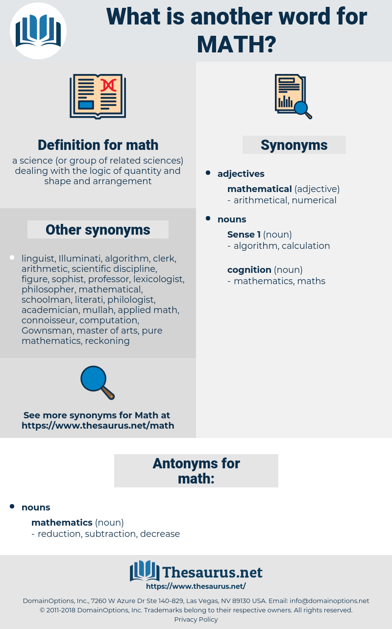 math, synonym math, another word for math, words like math, thesaurus math