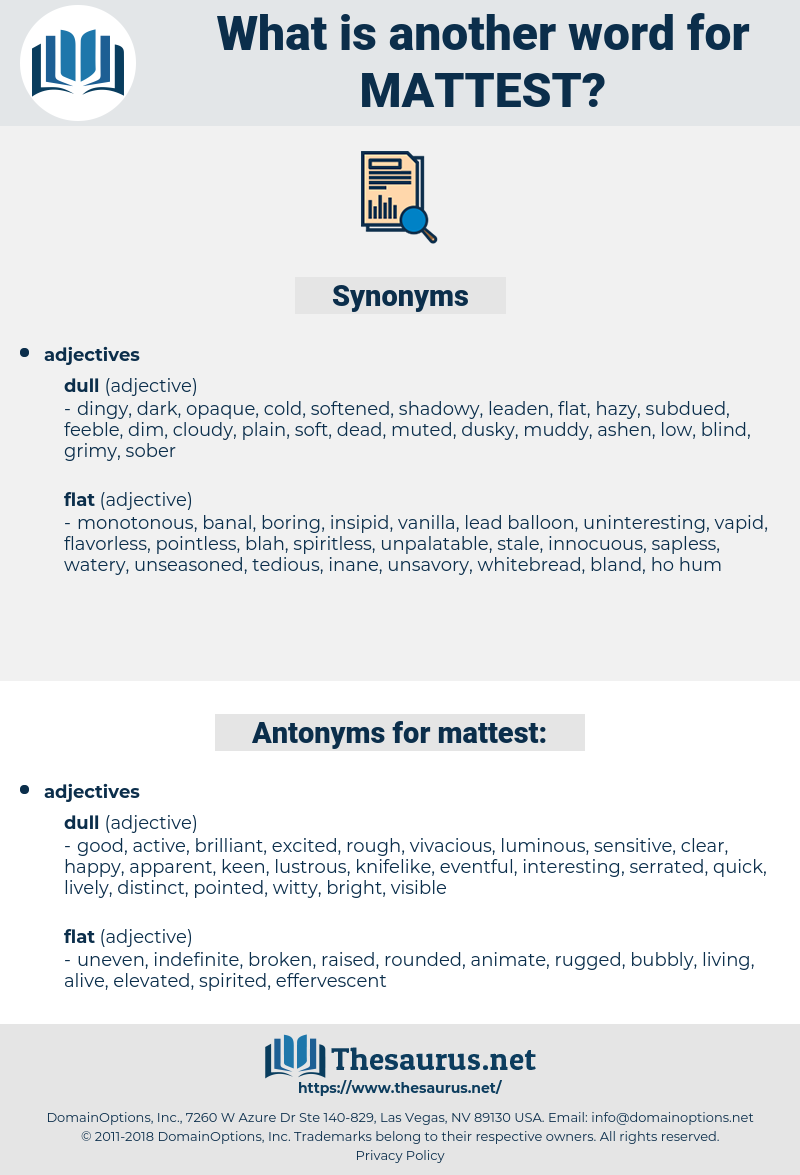 mattest, synonym mattest, another word for mattest, words like mattest, thesaurus mattest