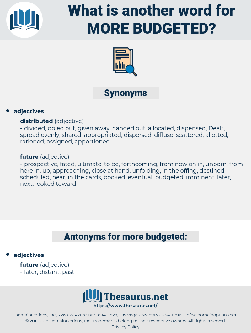 more budgeted, synonym more budgeted, another word for more budgeted, words like more budgeted, thesaurus more budgeted