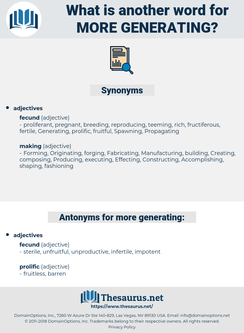 more generating, synonym more generating, another word for more generating, words like more generating, thesaurus more generating