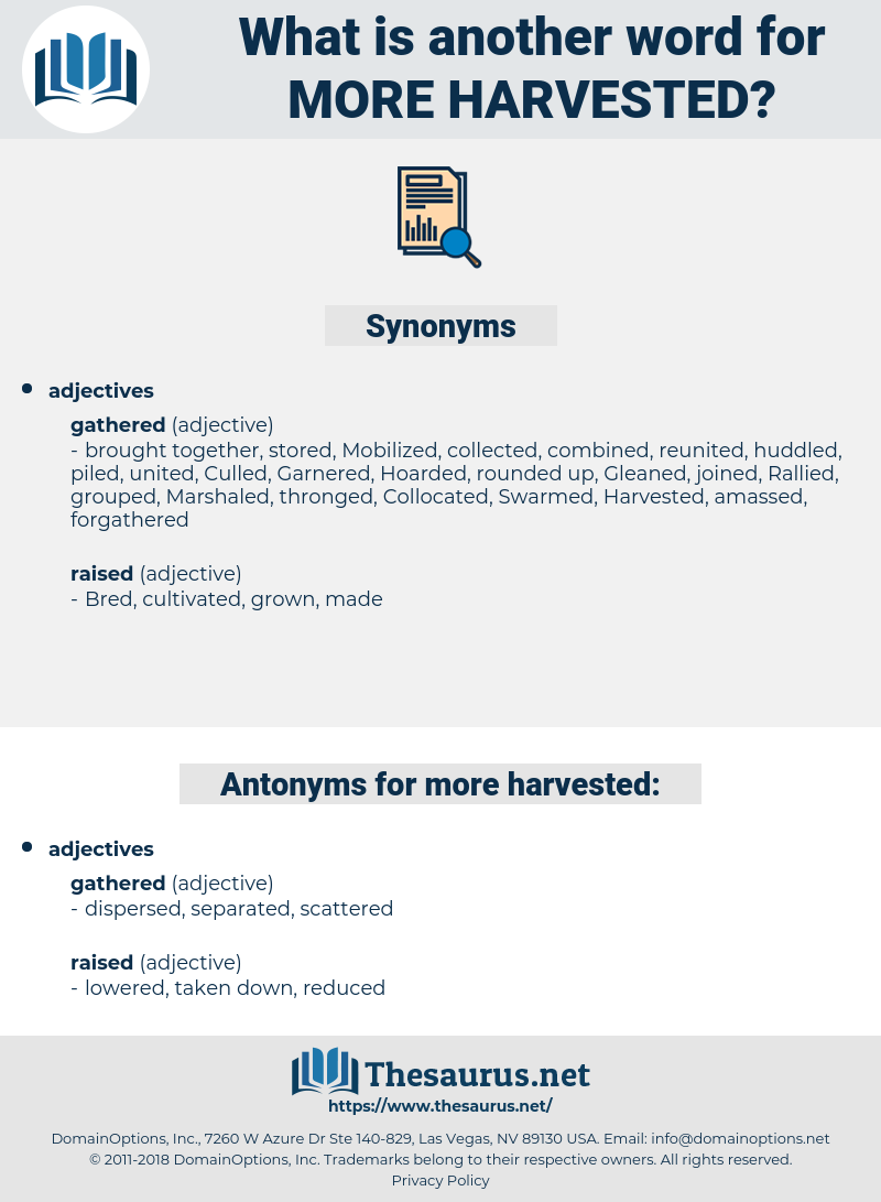 more harvested, synonym more harvested, another word for more harvested, words like more harvested, thesaurus more harvested