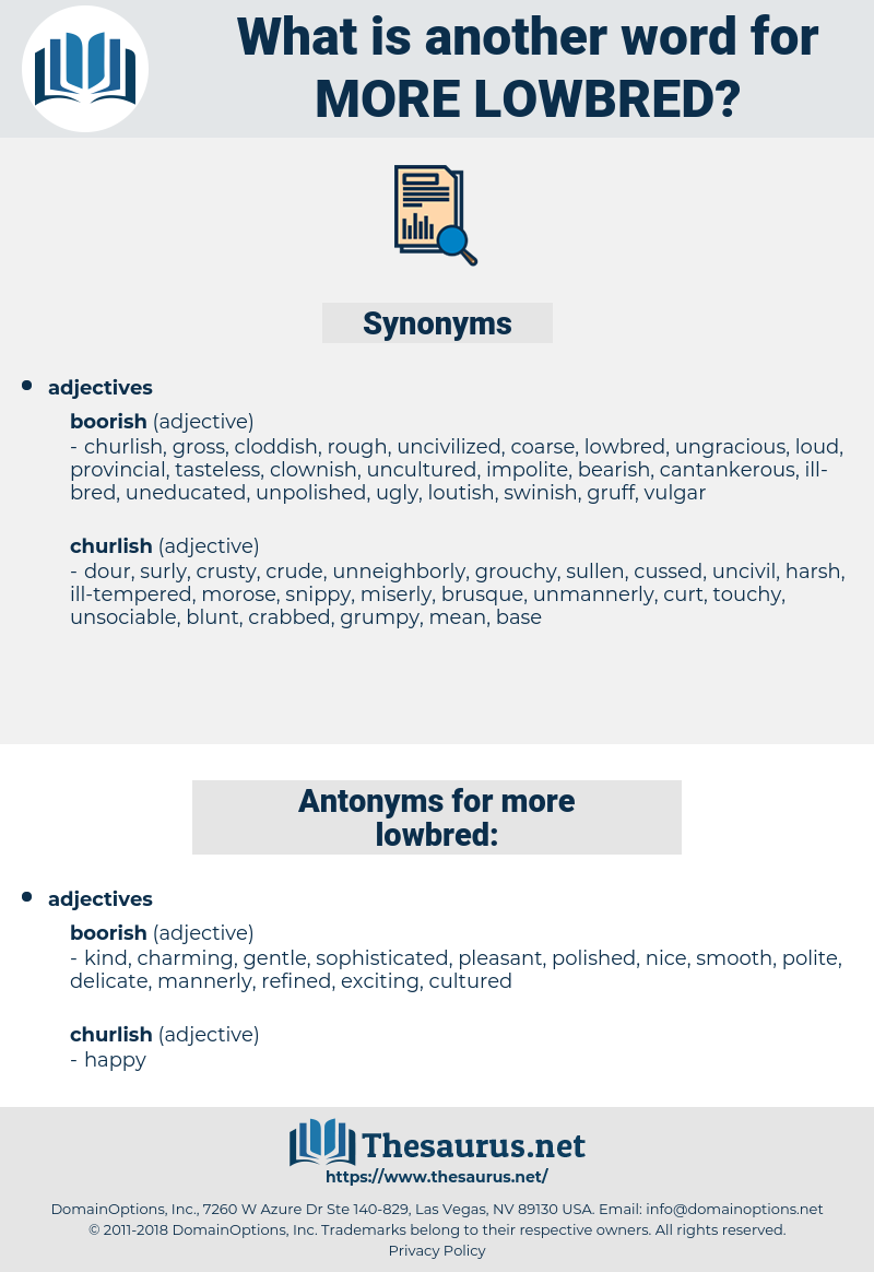 more lowbred, synonym more lowbred, another word for more lowbred, words like more lowbred, thesaurus more lowbred