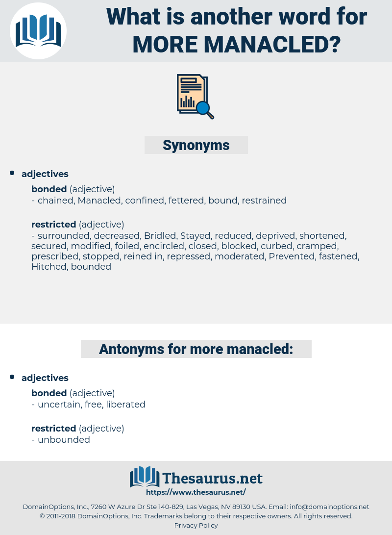 more manacled, synonym more manacled, another word for more manacled, words like more manacled, thesaurus more manacled