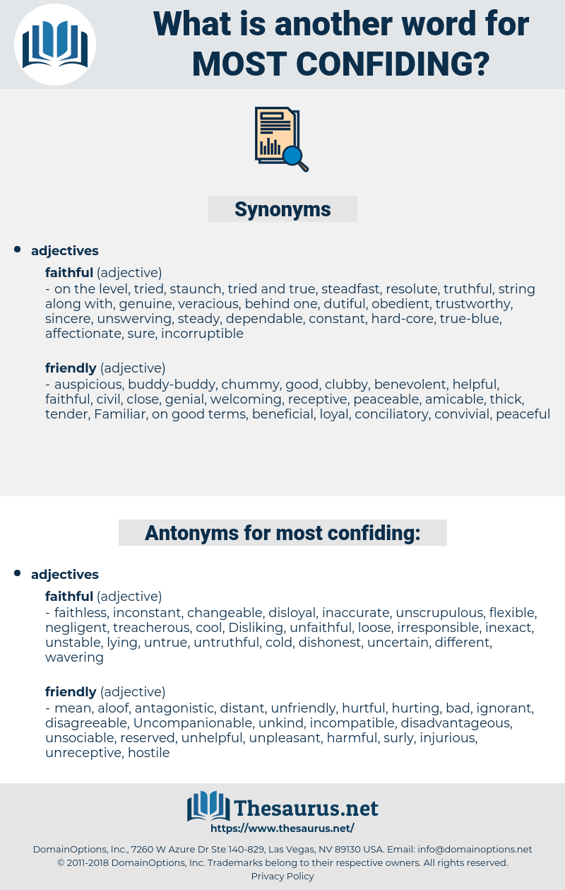 most confiding, synonym most confiding, another word for most confiding, words like most confiding, thesaurus most confiding