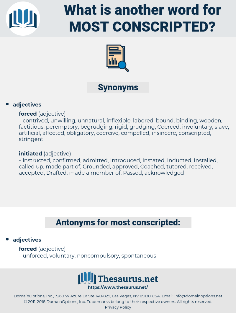 most conscripted, synonym most conscripted, another word for most conscripted, words like most conscripted, thesaurus most conscripted