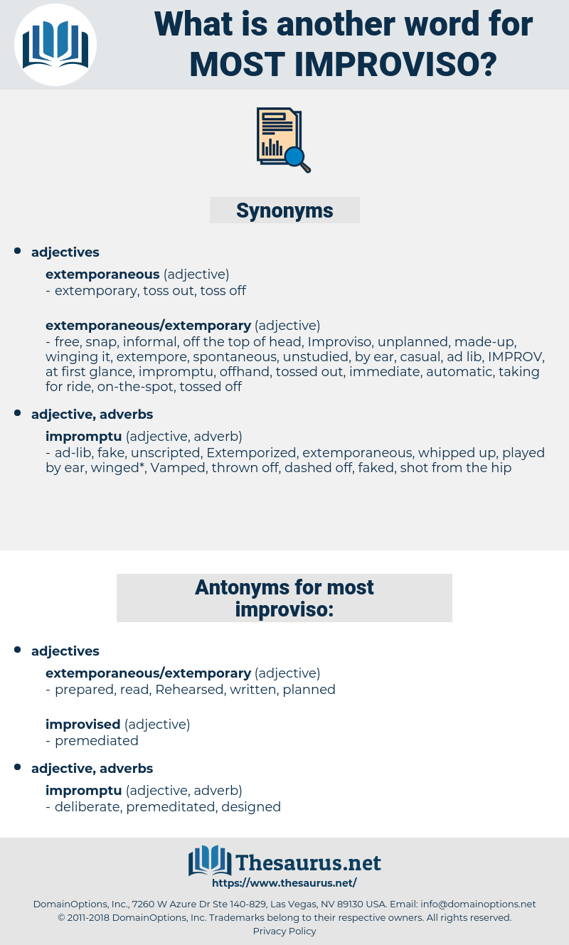 most improviso, synonym most improviso, another word for most improviso, words like most improviso, thesaurus most improviso