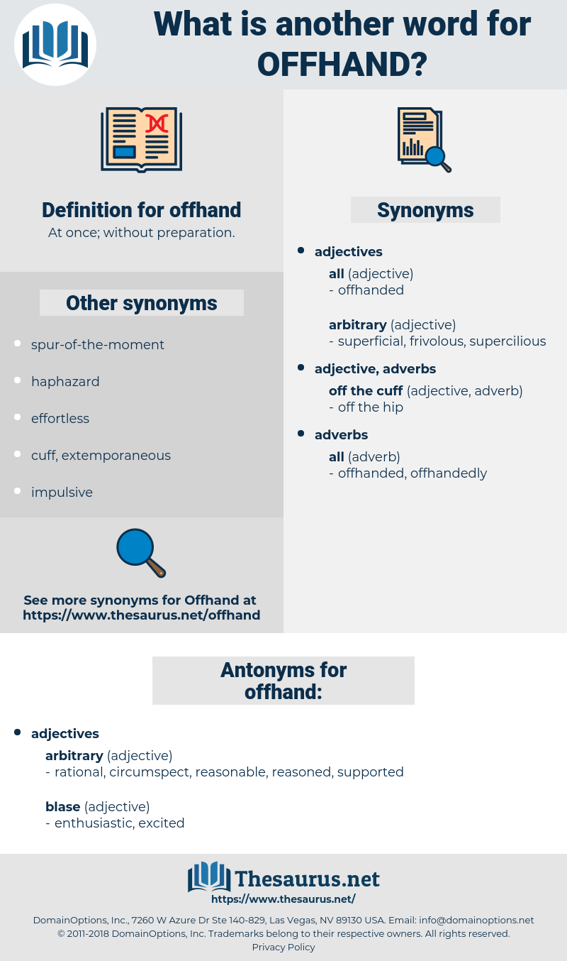 offhand, synonym offhand, another word for offhand, words like offhand, thesaurus offhand