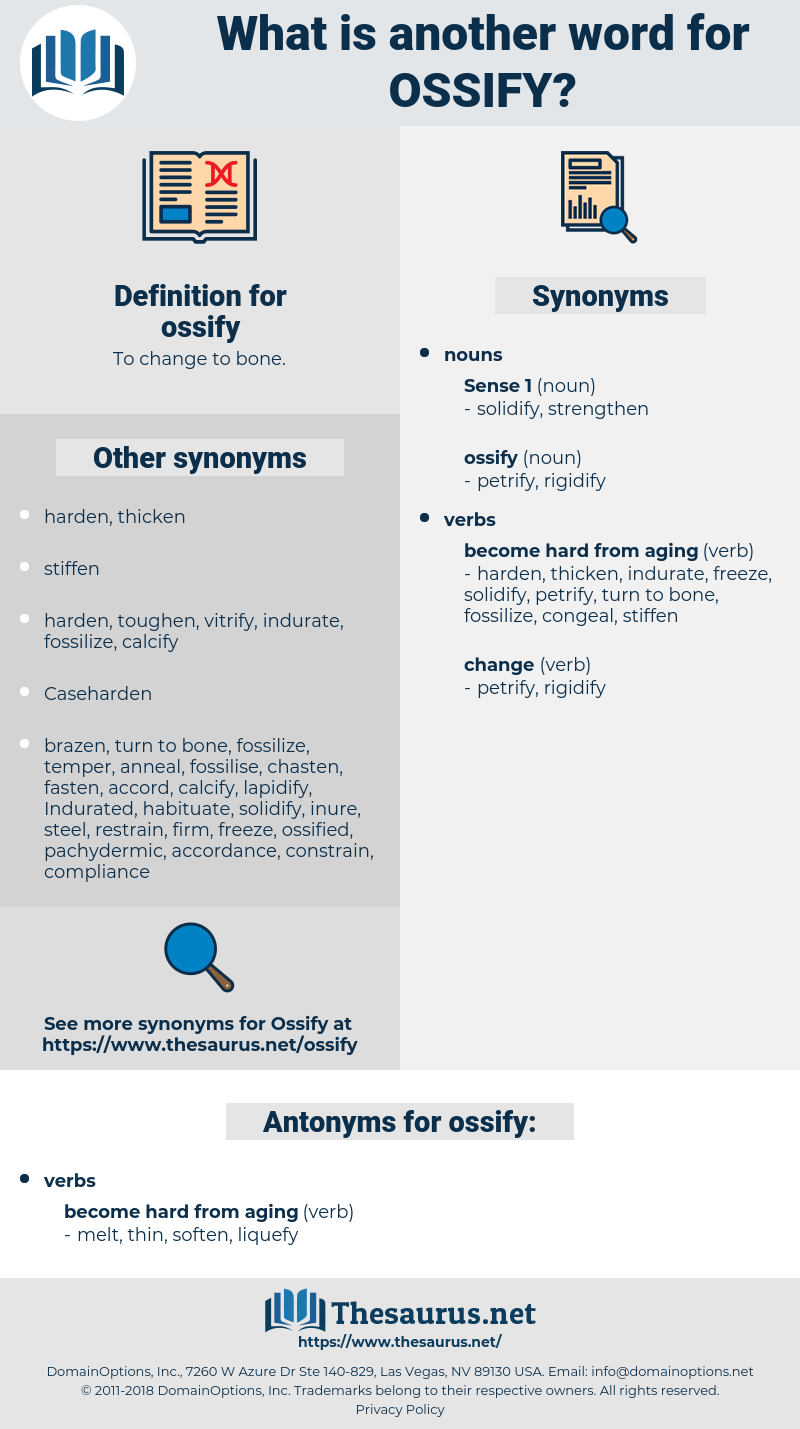 ossify, synonym ossify, another word for ossify, words like ossify, thesaurus ossify