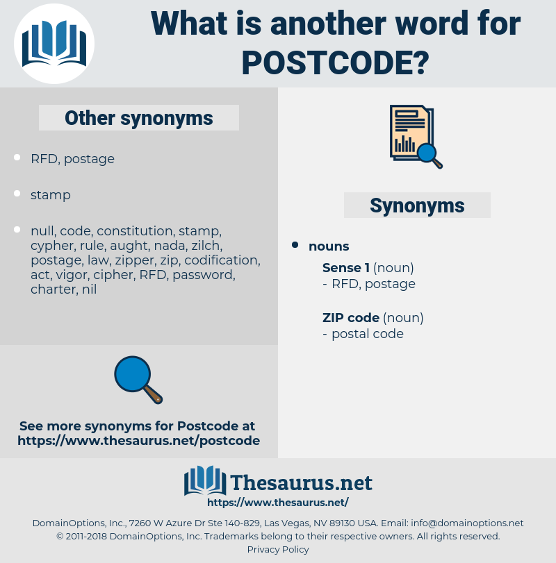 postcode, synonym postcode, another word for postcode, words like postcode, thesaurus postcode