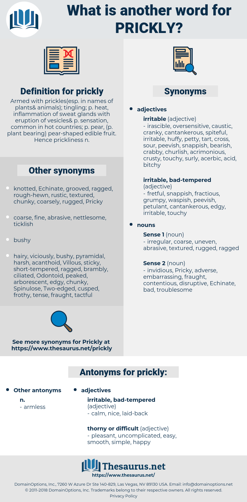 prickly, synonym prickly, another word for prickly, words like prickly, thesaurus prickly