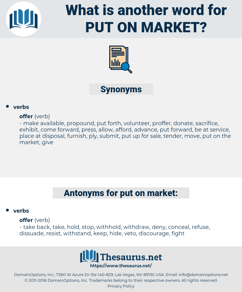 put on market, synonym put on market, another word for put on market, words like put on market, thesaurus put on market