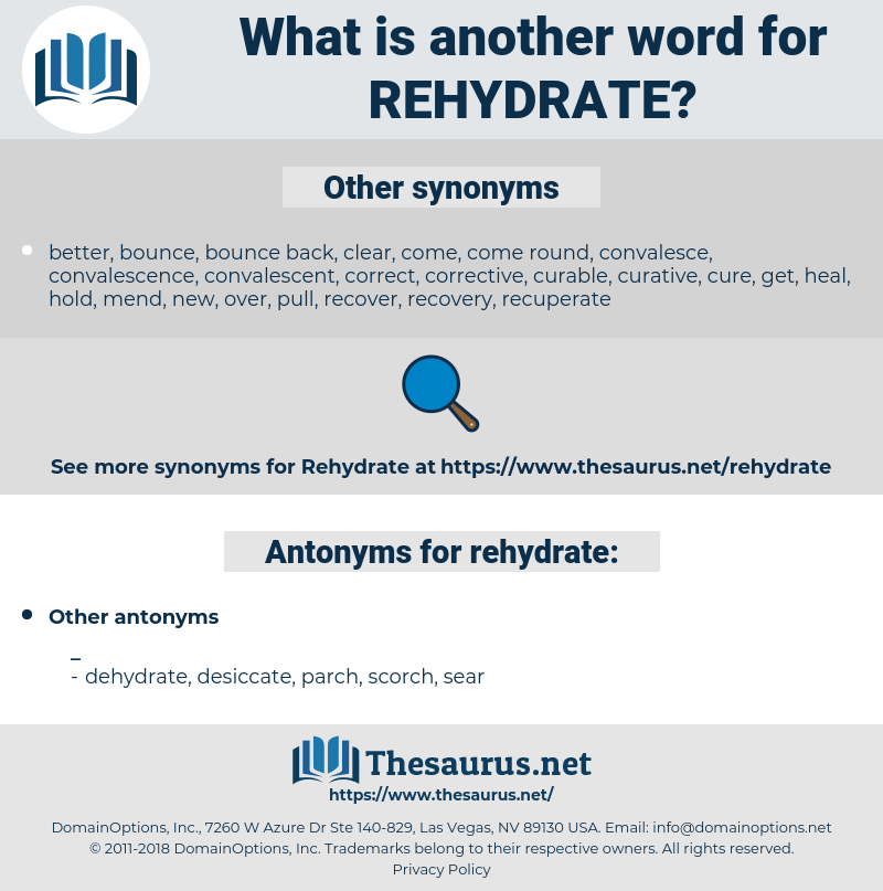 rehydrate, synonym rehydrate, another word for rehydrate, words like rehydrate, thesaurus rehydrate