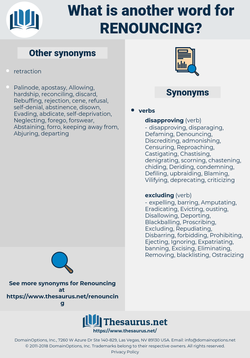 Renouncing, synonym Renouncing, another word for Renouncing, words like Renouncing, thesaurus Renouncing