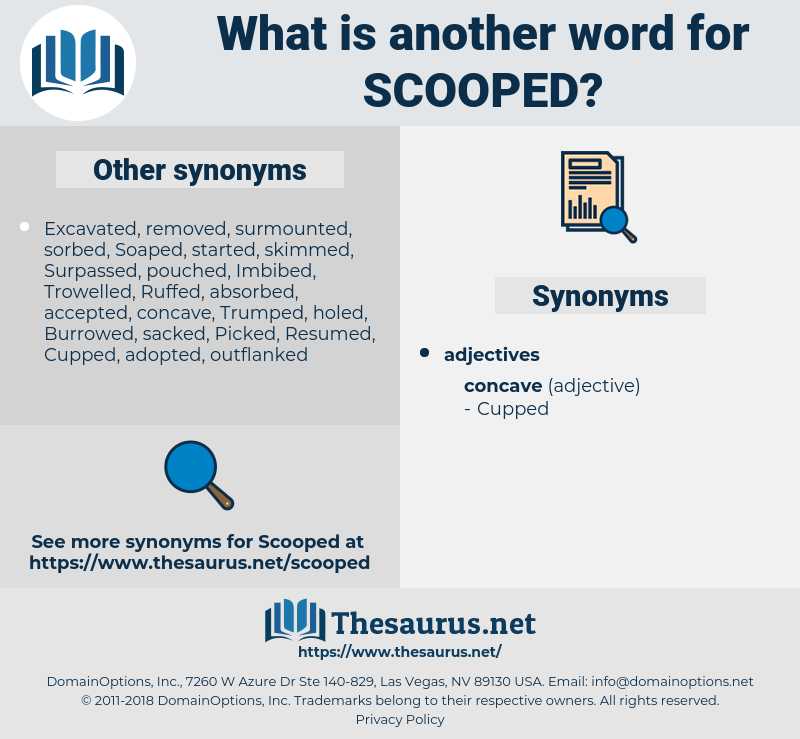 Scooped, synonym Scooped, another word for Scooped, words like Scooped, thesaurus Scooped