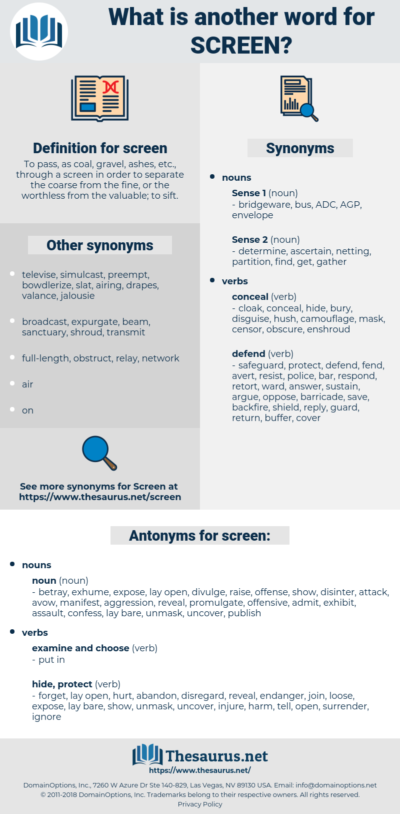 screen, synonym screen, another word for screen, words like screen, thesaurus screen