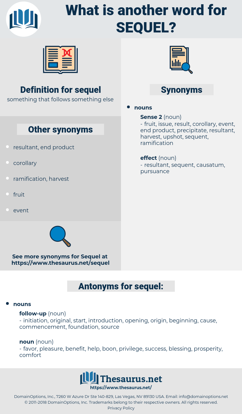 sequel, synonym sequel, another word for sequel, words like sequel, thesaurus sequel