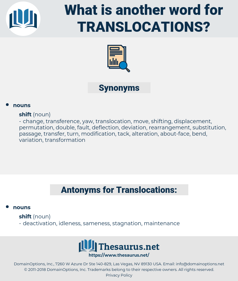 Translocations, synonym Translocations, another word for Translocations, words like Translocations, thesaurus Translocations