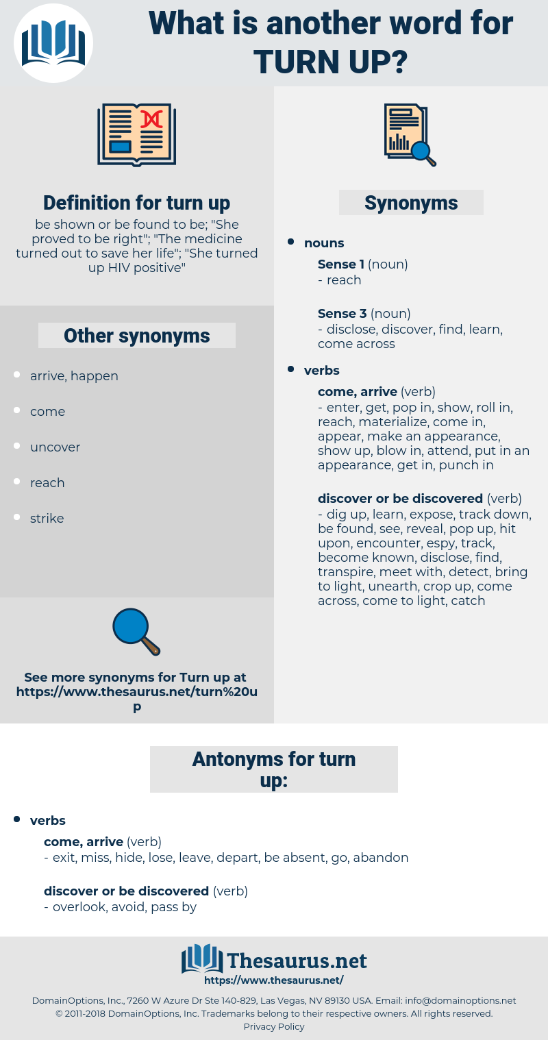 turn up, synonym turn up, another word for turn up, words like turn up, thesaurus turn up