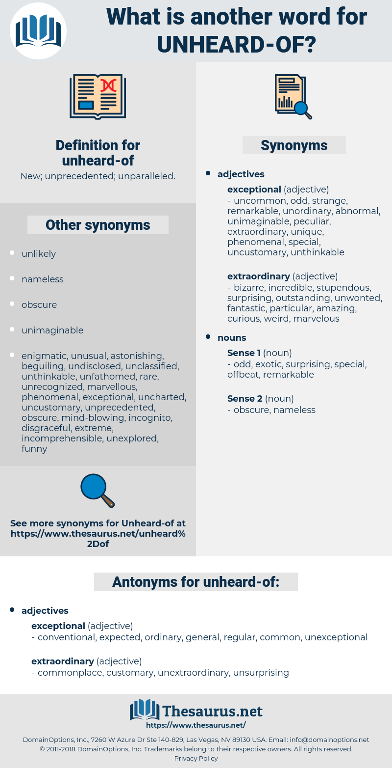 unheard-of, synonym unheard-of, another word for unheard-of, words like unheard-of, thesaurus unheard-of