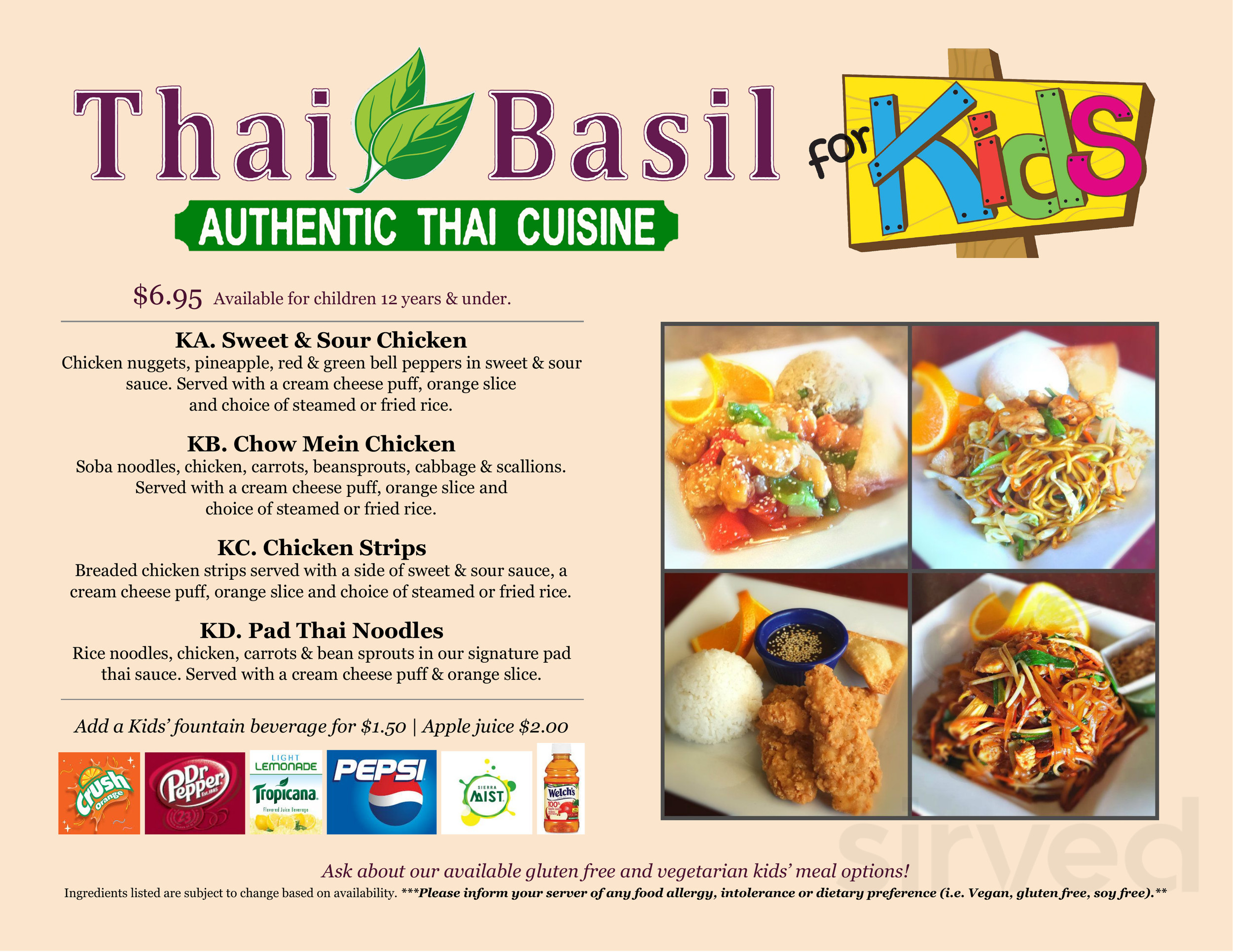 Authentic Thai Food Menu