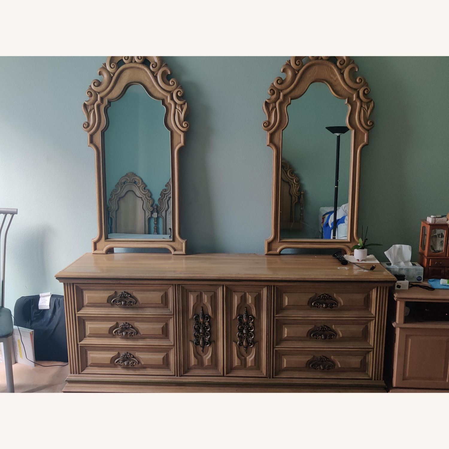 Vintage Bedroom Dresser and Mirrors - image-1