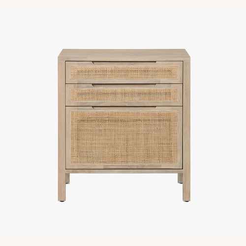 Used Pottery Barn Dolores Cane 3-Drawer File Cabinet for sale on AptDeco