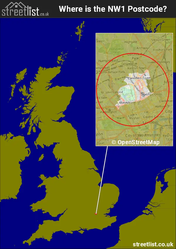 Map Showing Location of the NW1 postcode Sector