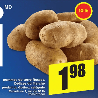 Pommes de Terre Russet, Délices du Marché du 16 au 22 juillet 2020