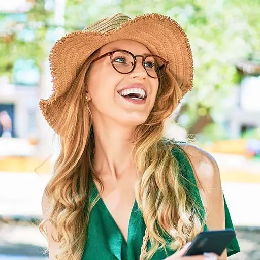 Woman wearing quality eyeglasses