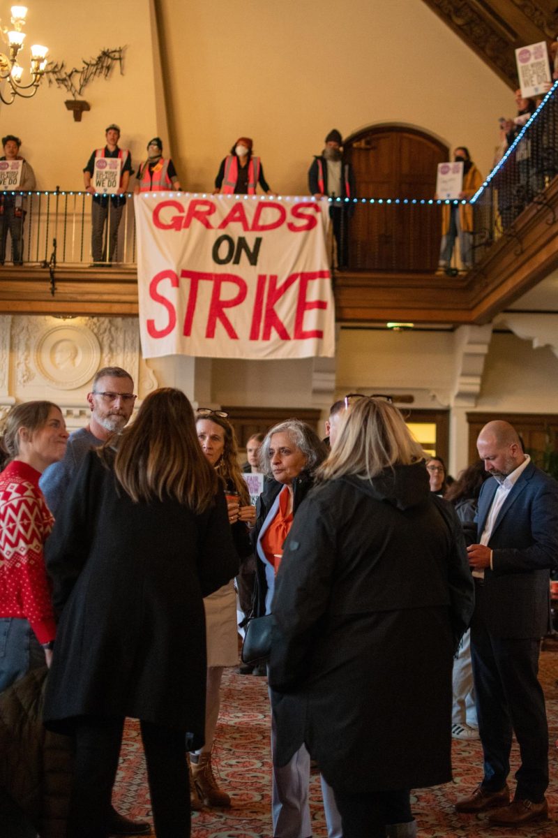 The Coalition of Graduate Employees protested the President's Winter Celebration Thursday morning. CGE continues to negotiate with OSU over fair wages. 