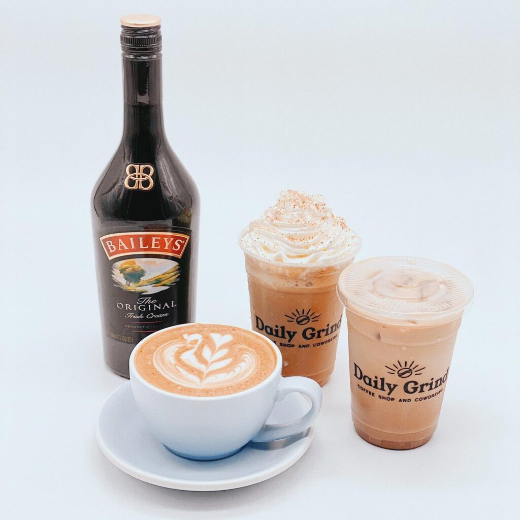 newest offering from the best coffee shop nearby: baileys-infused drinks