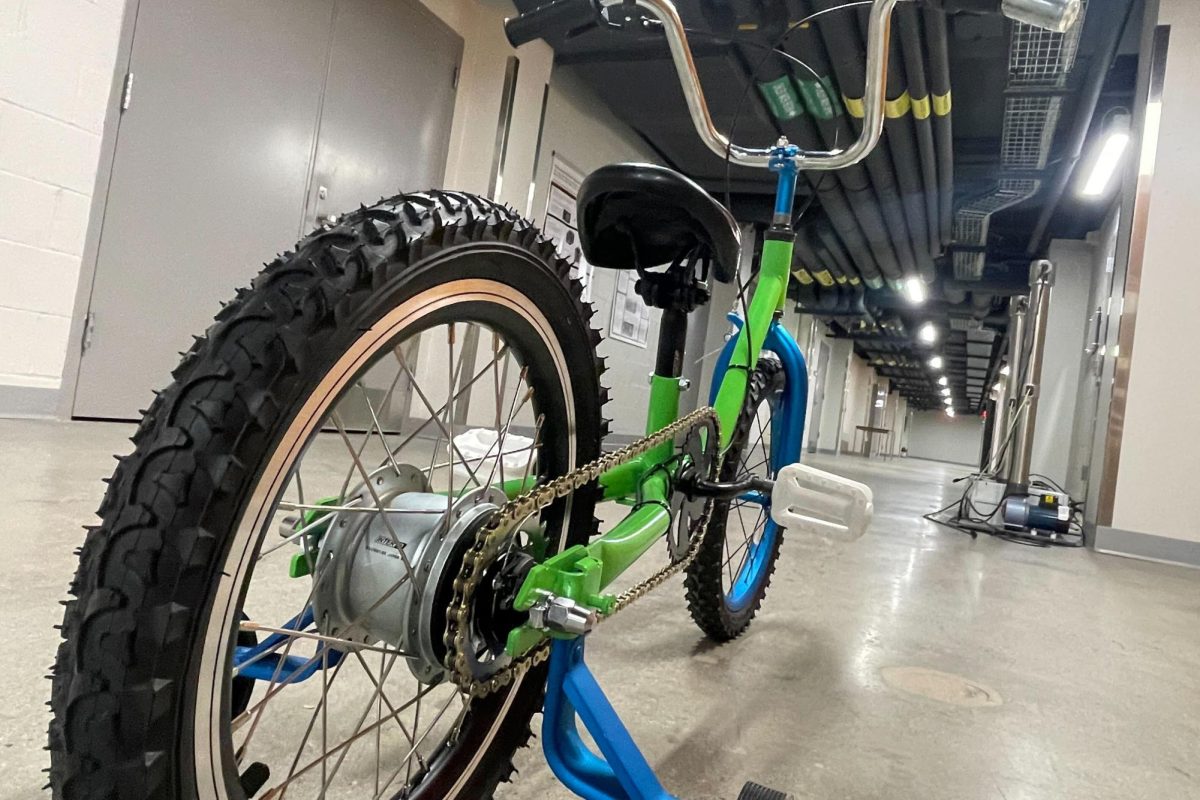 Custom bike designed by the university's mechanical engineering department for child with dwarfism. 