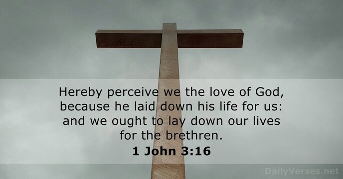 Hereby perceive we the love of God, because he laid down his… 1 John 3:16