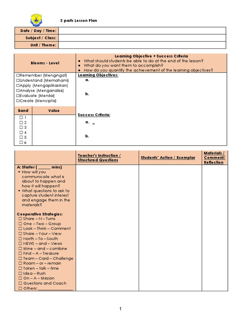 What Are The Main Parts Of A Lesson Plan - Printable Templates