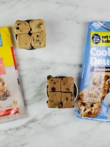 two packs of chocolate chip cookie dough from the brands Nestle and Pillsbury.