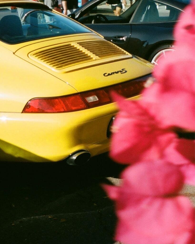 yellow porche in old town scottsdale