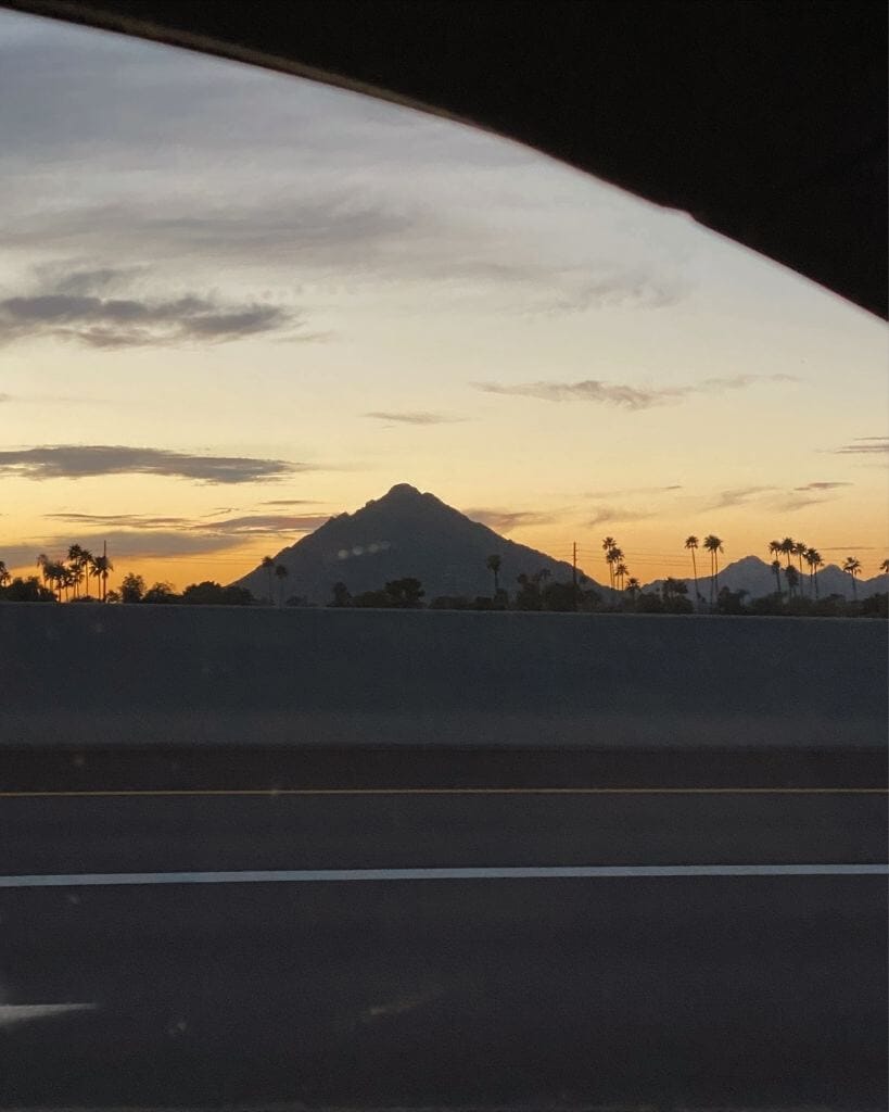 view of sunset over camelback mountain in arizona