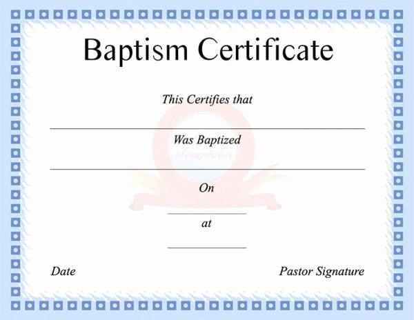 √ 20 Baptism Certificate Free Template ™ | Dannybarrantes Template