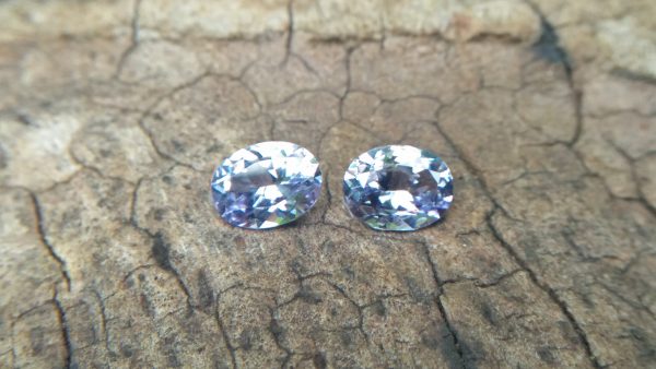 NATURAL Lavender Spinel Pair Shape : Ovel Clarity : SI Treatment : Natural/Unheated Dimension : 6.5mm x 5mm x 3mm ( Both Same) Weight : 1.45Cts (Both) Cut : Flower Cut Dispersion : Good Colour : Light Lavender