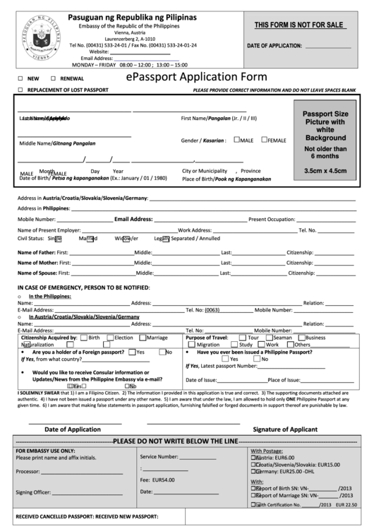 Printable Passport Remewal Application Form - Printable Forms Free Online