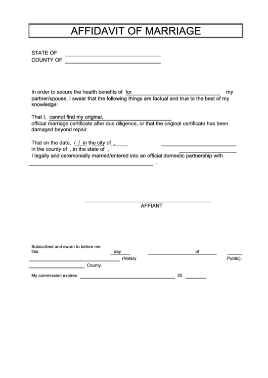 Affidavit Marriage Template