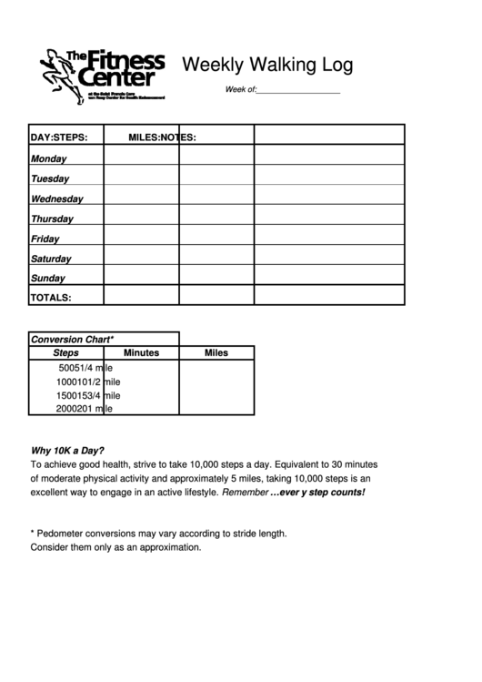 Free Printable Walking Chart