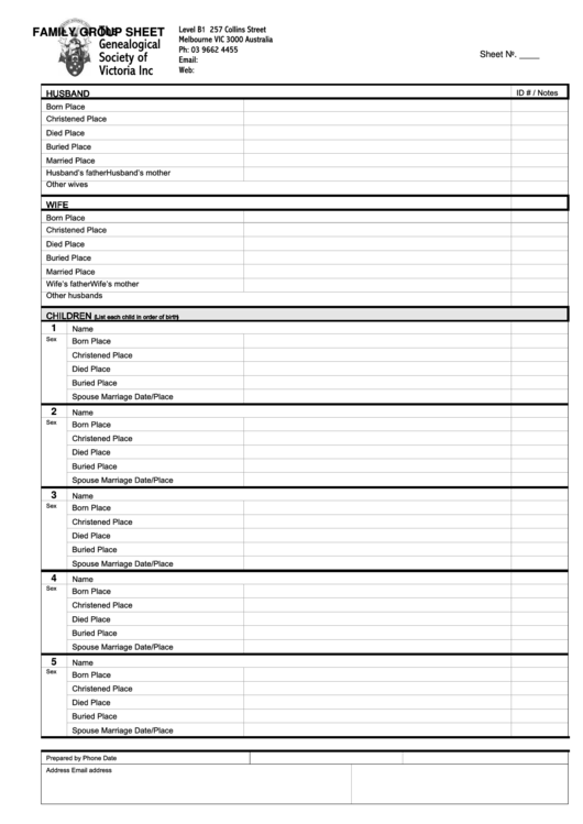 Free Printable Family Group Sheets/pdf