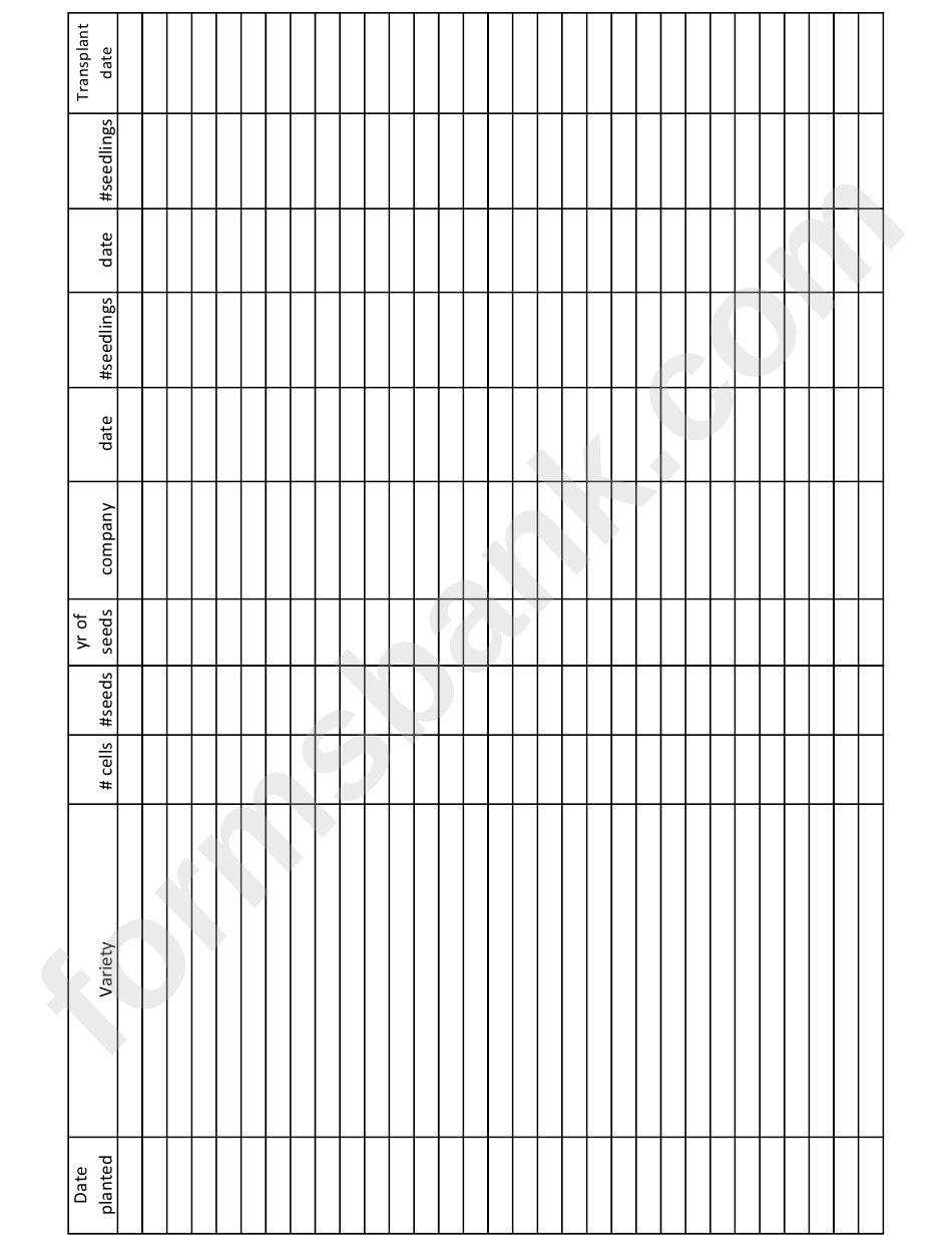 Printable Seed Germination Chart