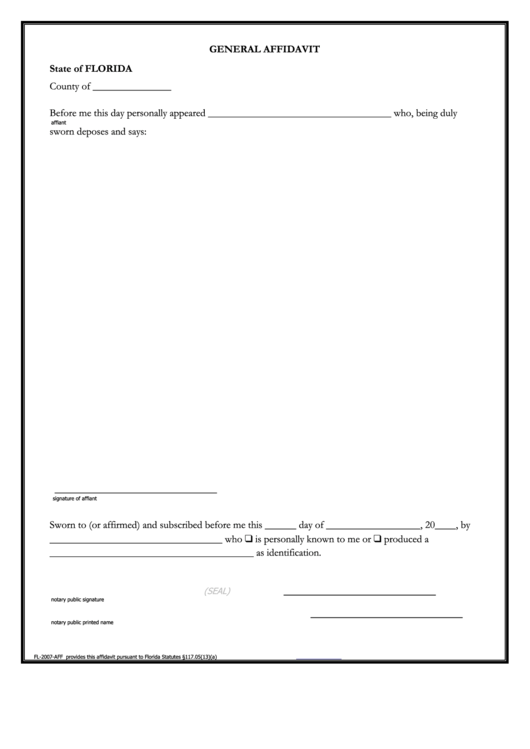 General Affidavit Printable Form - Printable Forms Free Online