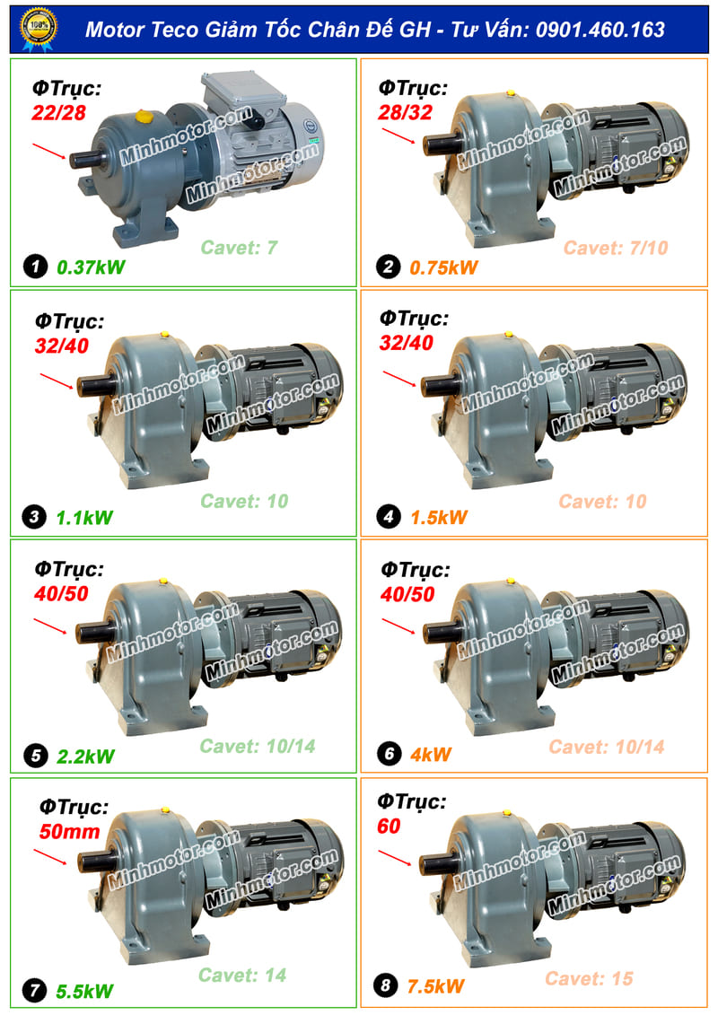 Bản vẽ Motor giảm tốc Teco 0.75Kw 1Hp Đài Loan